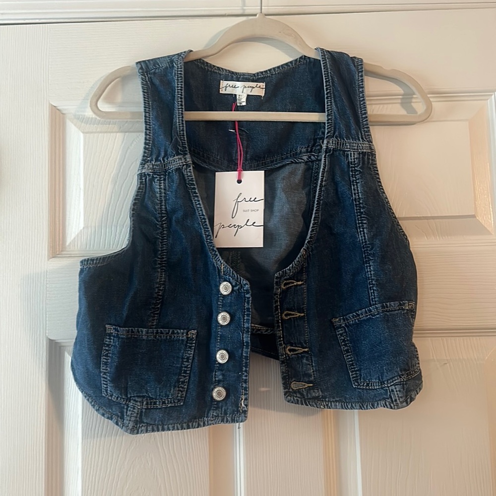 Free People Denim Blue Vest Top